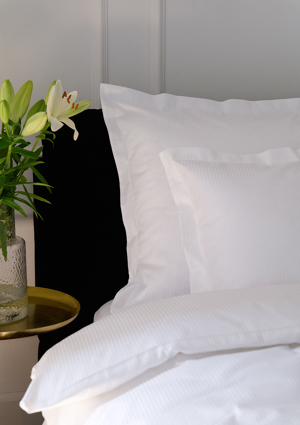 pościel lux biały prążki - MUMLA