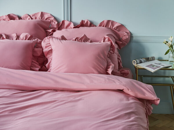 pościel brudny róż z falbaną - MUMLA