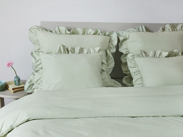 pościel pistacjowa z falbaną - MUMLA