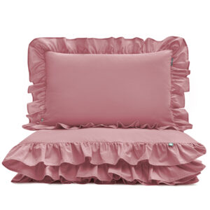 pościel brudny róż z falbaną - MUMLA