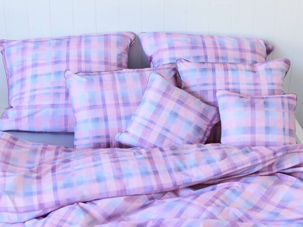 pościel różowo-niebieska krata - MUMLA