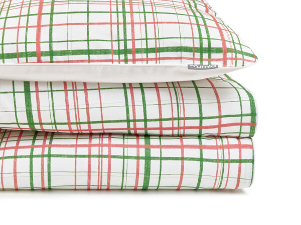 pościel zielono czerwona kratka MUMLA