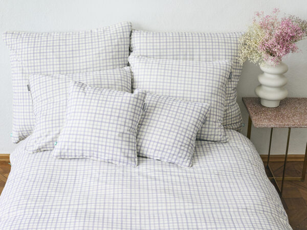 pościel fioletowa kratka - MUMLA