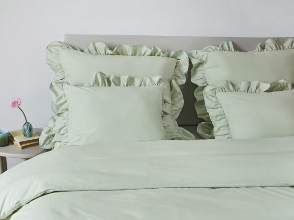 pościel pistacjowa z falbaną - MUMLA