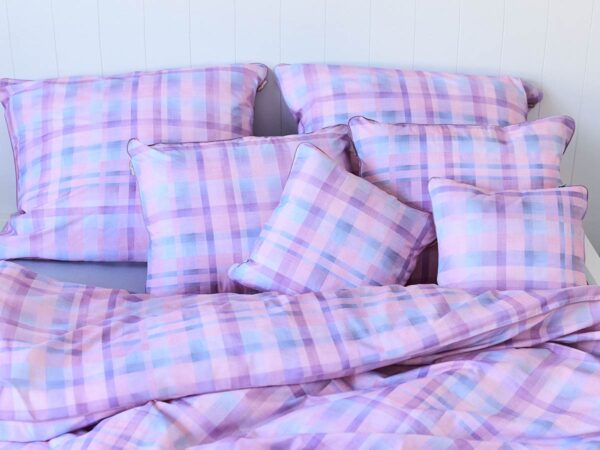 pościel różowo-niebieska krata - MUMLA