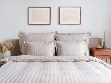 pościel satin beżowa pasy - MUMLA