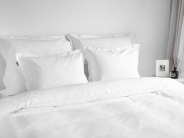 pościel satin biała prążki - MUMLA