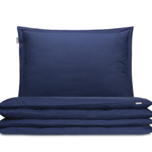 pościel satin granatowa prążki - MUMLA