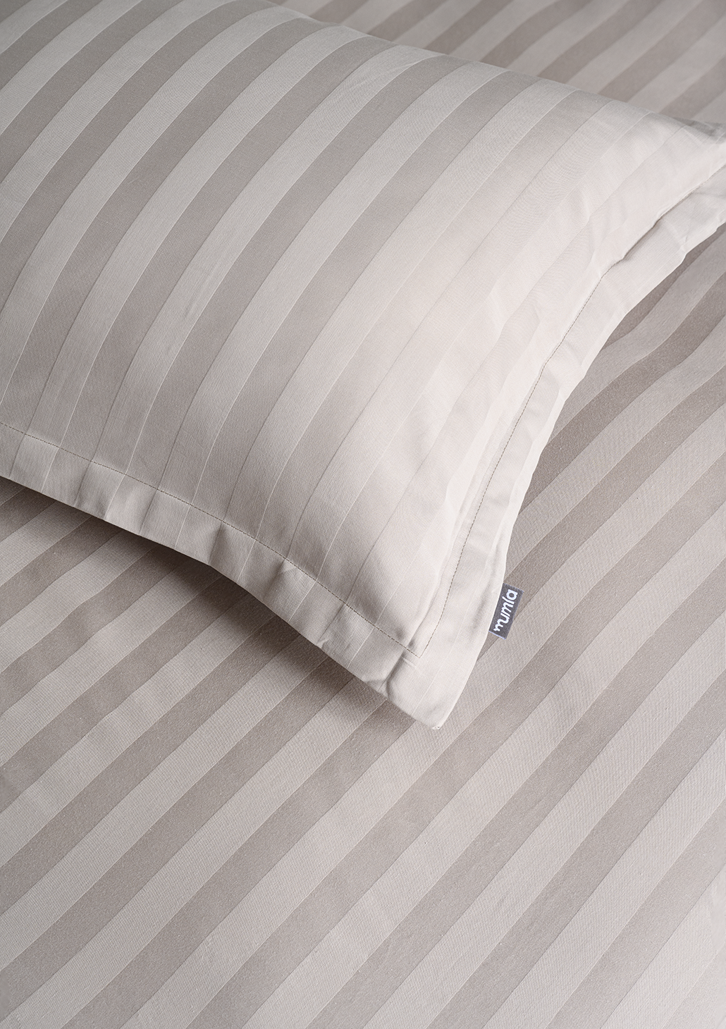 bettwäsche satin beige streifen - MUMLA