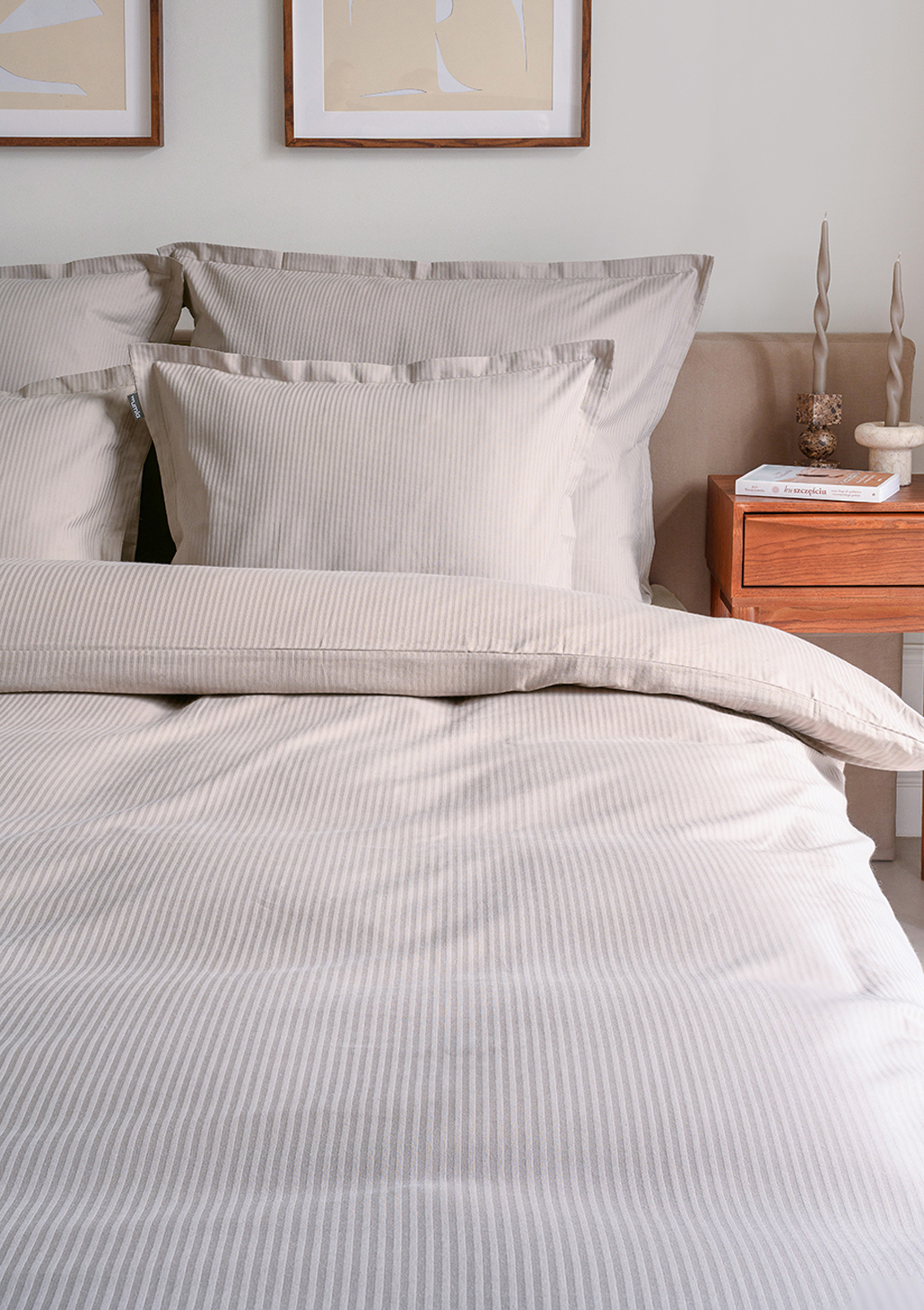 bettwäsche satin beige gerippt - MUMLA