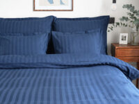 bettwäsche satin marineblaue streifen - MUMLA