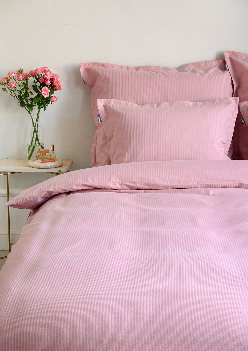 bettwäsche satin rosa gerippt - MUMLA