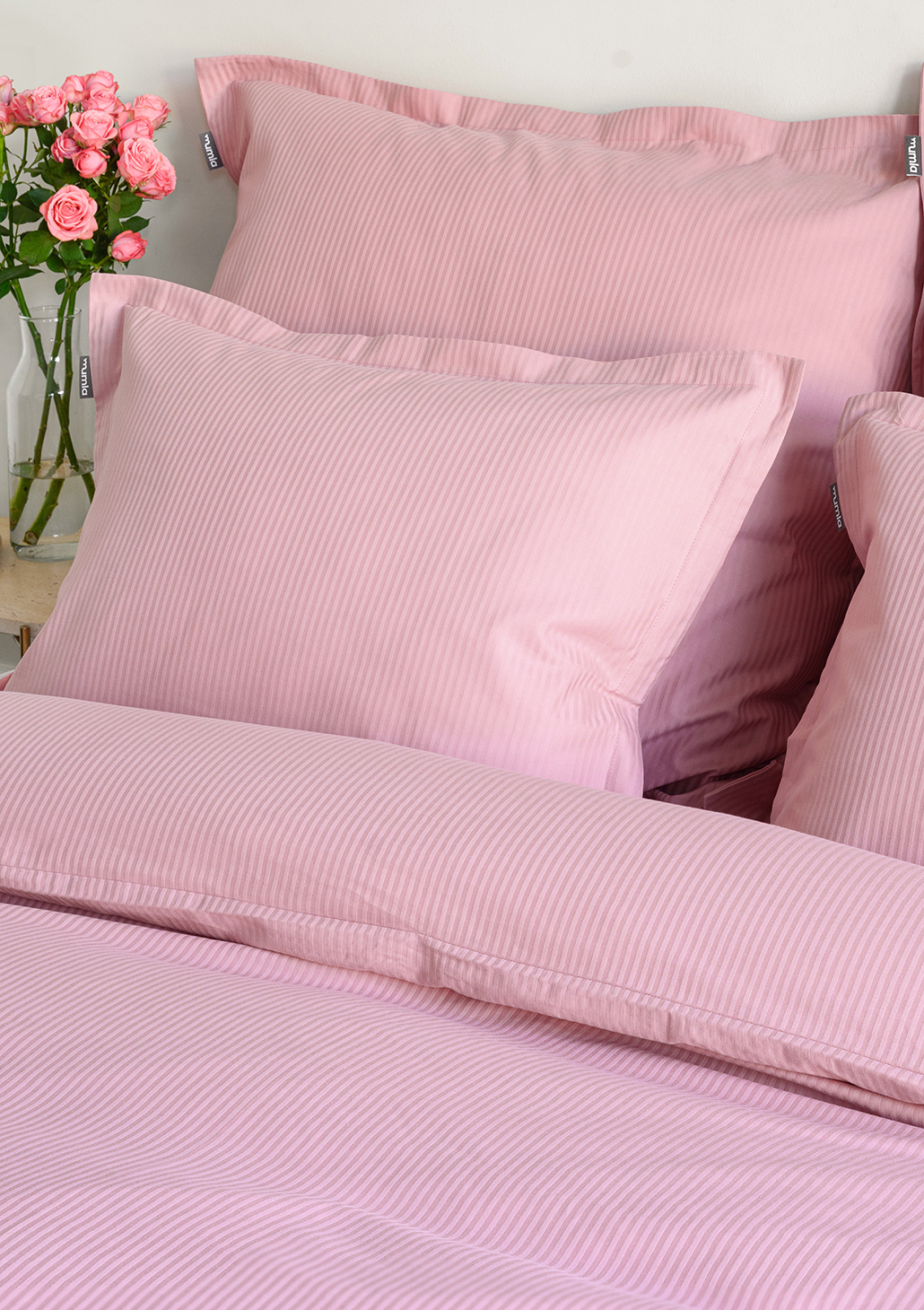 bettwäsche satin rosa gerippt - MUMLA