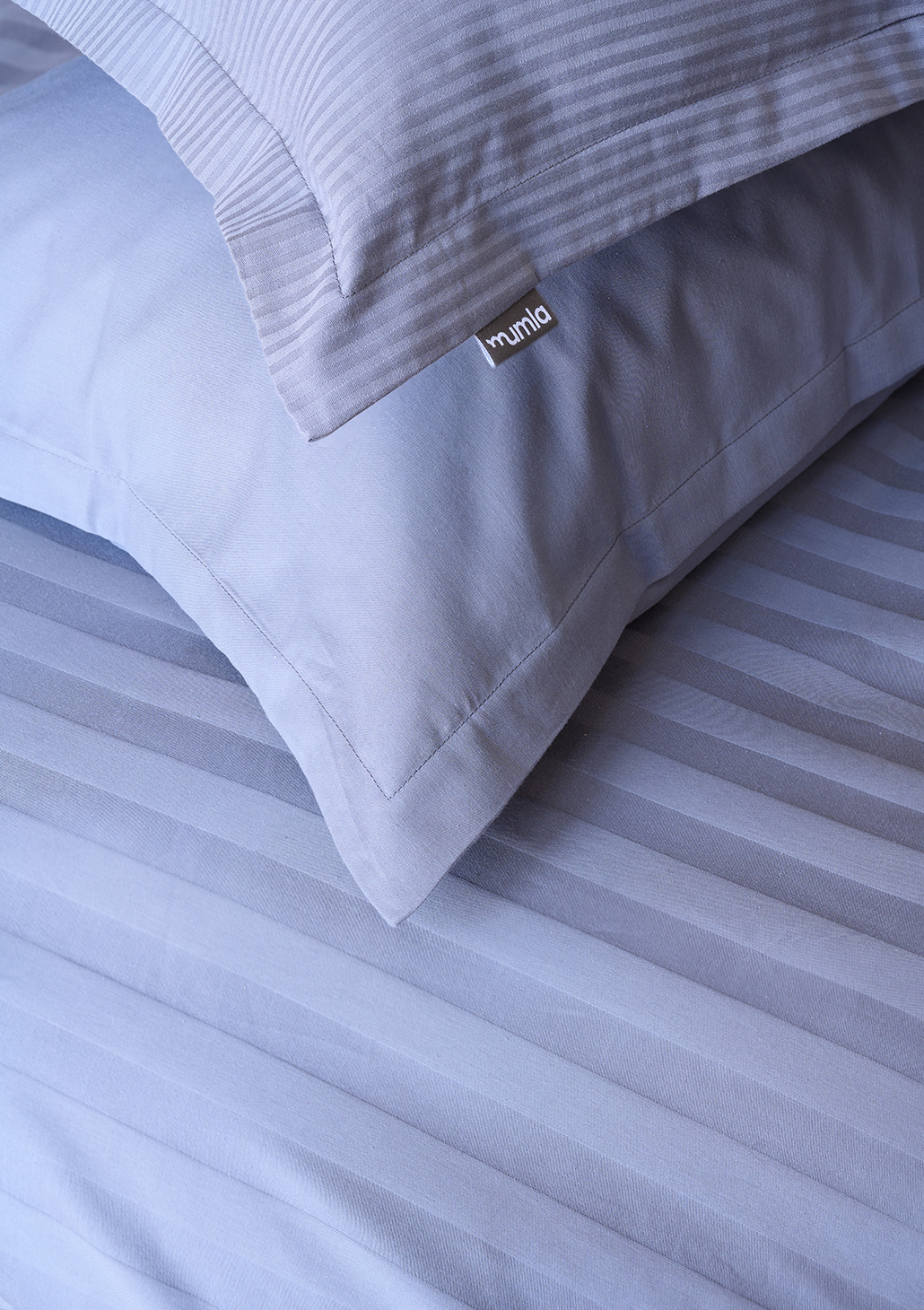bettwäsche satin stahlgraue streifen - MUMLA