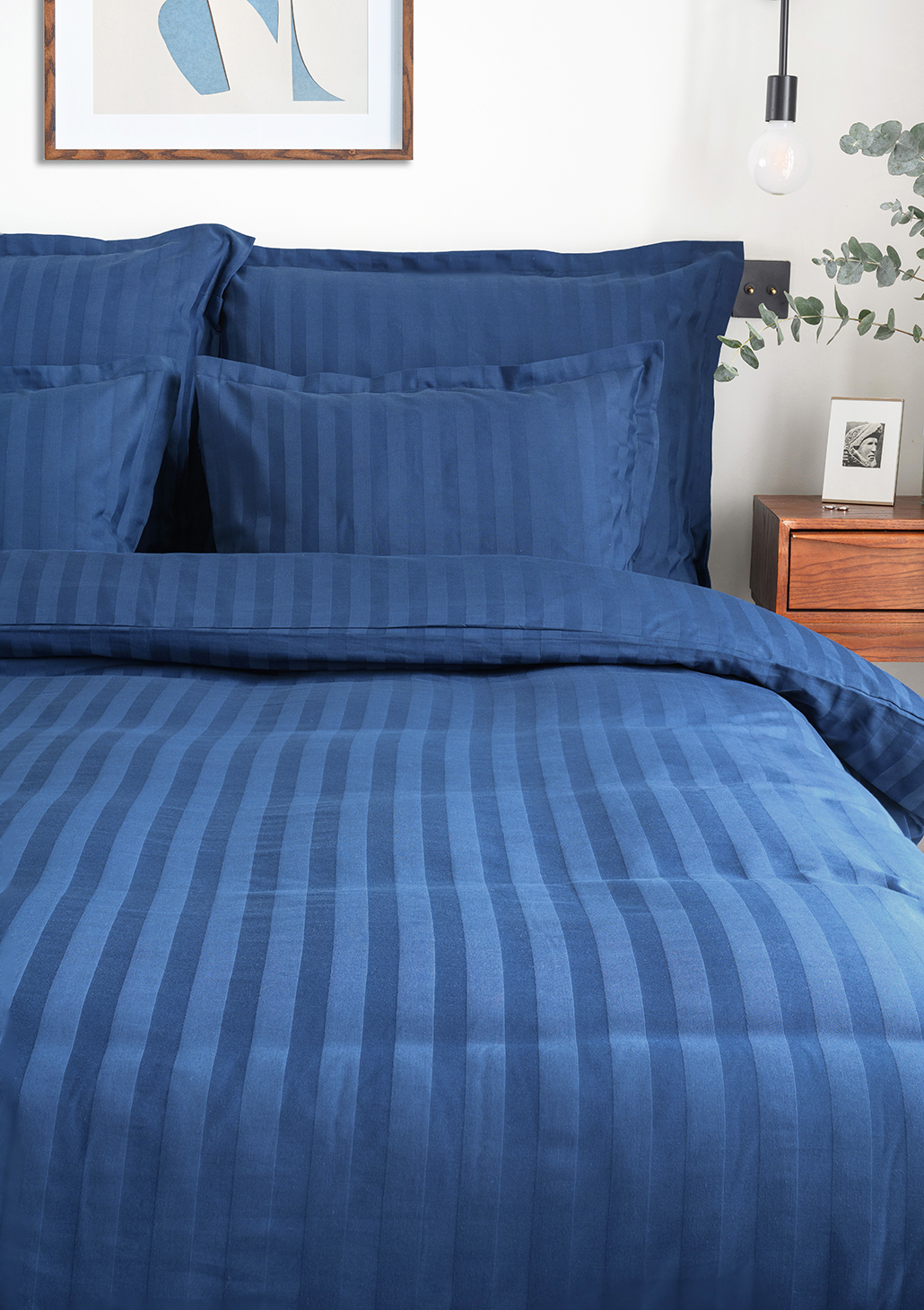 bettwäsche satin marineblaue streifen - MUMLA