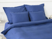 kopfkissenbezüg satin marineblau gerippt - MUMLA